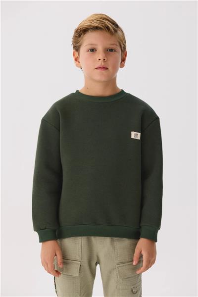 Nebbati Basic Erkek Çocuk Haki Sweatshirt
