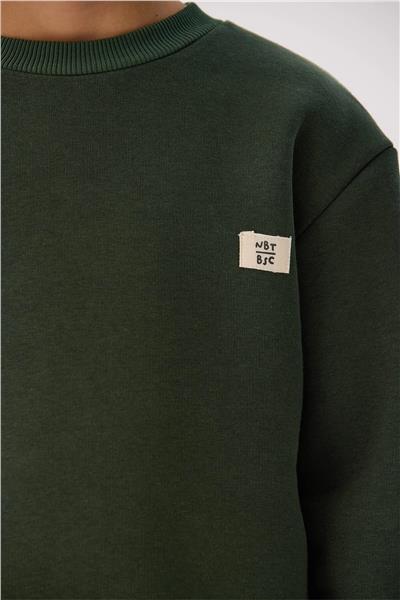 Nebbati Basic Erkek Çocuk Haki Sweatshirt