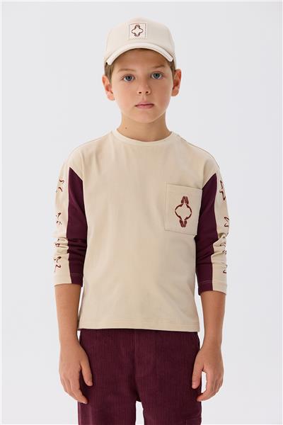 Nebbati Erkek Çocuk Bej T-Shirt