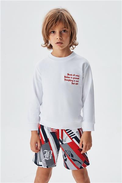 Nebbati Erkek Çocuk Beyaz S-Shirt