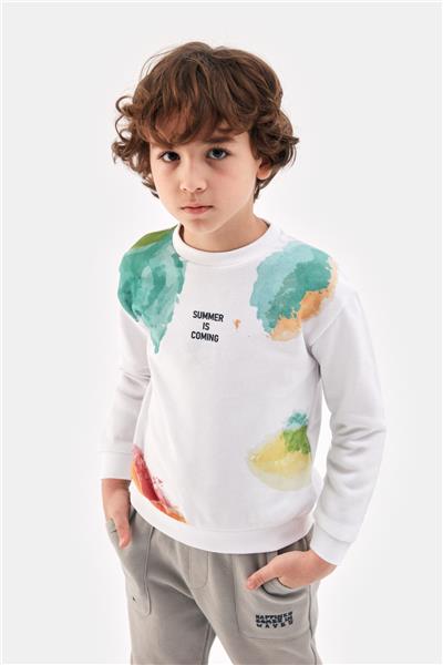 Nebbati Erkek Çocuk Beyaz Sweatshirt