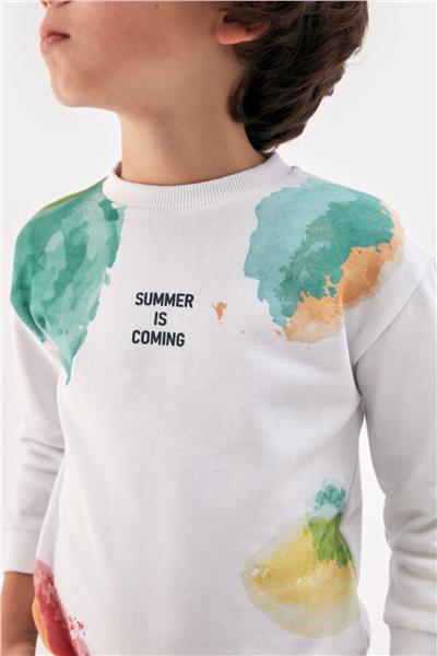 Nebbati Erkek Çocuk Beyaz Sweatshirt