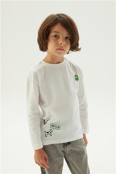 Nebbati Erkek Çocuk Beyaz T-Shirt