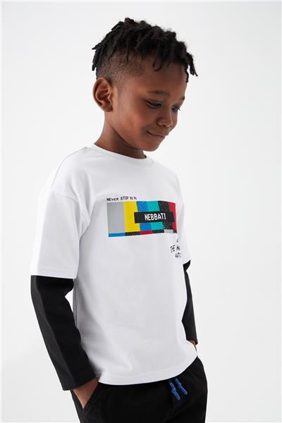 Nebbati Erkek Çocuk Beyaz T-Shirt