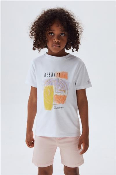 Nebbati Erkek Çocuk Beyaz T-Shirt