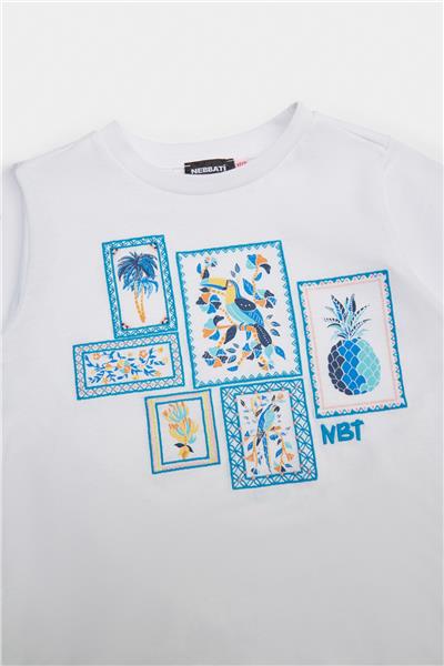 Nebbati Erkek Çocuk Beyaz Tshirt