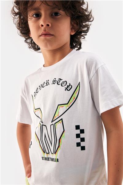 Nebbati Erkek Çocuk Beyaz Tshirt