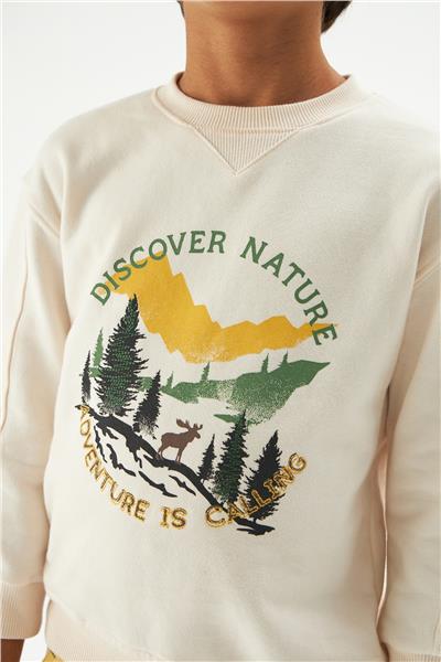 Nebbati Erkek Çocuk Ekru Sweatshirt