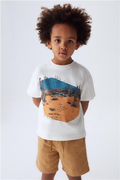 Nebbati Erkek Çocuk Ekru T-Shirt
