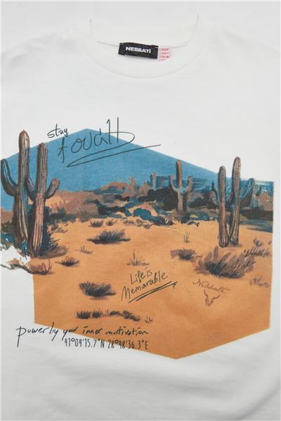 Nebbati Erkek Çocuk Ekru T-Shirt