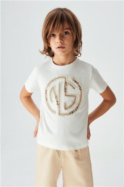 Nebbati Erkek Çocuk Ekru T-Shirt