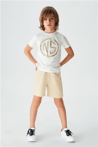 Nebbati Erkek Çocuk Ekru T-Shirt