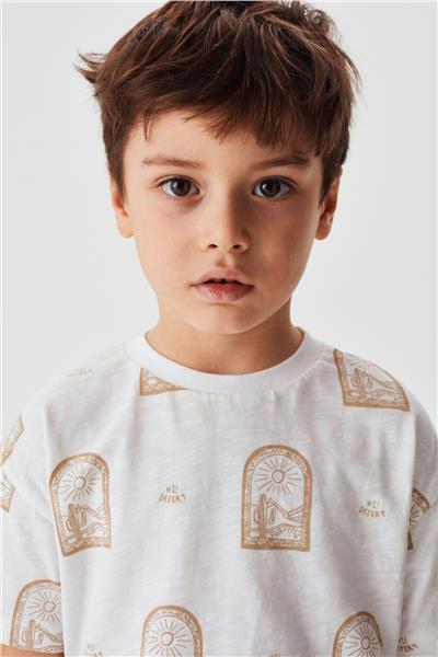 Nebbati Erkek Çocuk Ekru T-Shirt