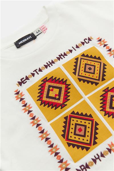 Nebbati Erkek Çocuk Ekru Tshirt