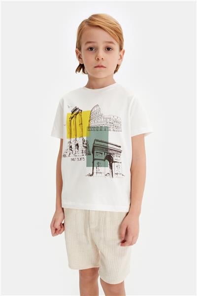 Nebbati Erkek Çocuk Ekru Tshirt