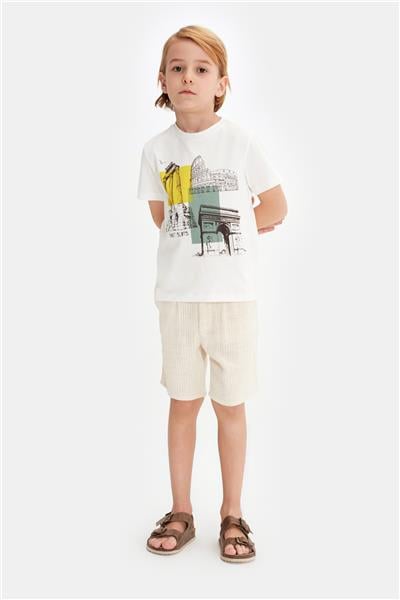 Nebbati Erkek Çocuk Ekru Tshirt
