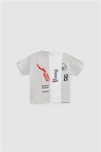 Nebbati Erkek Çocuk Gri Melanj T-Shirt