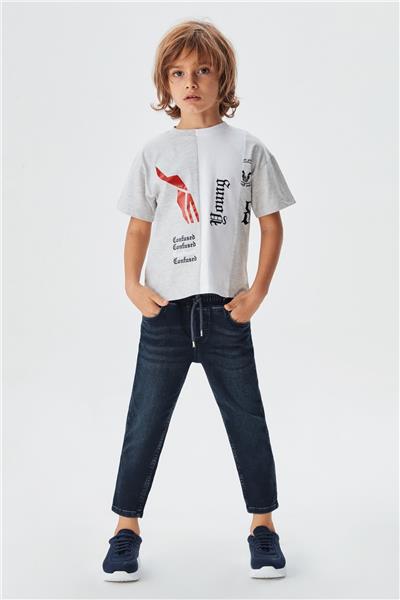 Nebbati Erkek Çocuk Gri Melanj T-Shirt