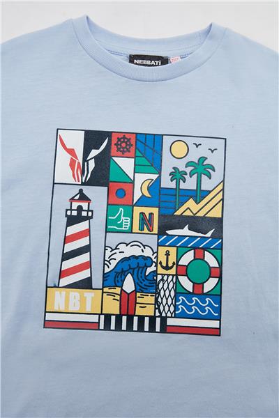 Nebbati Erkek Çocuk Mavi T-Shirt