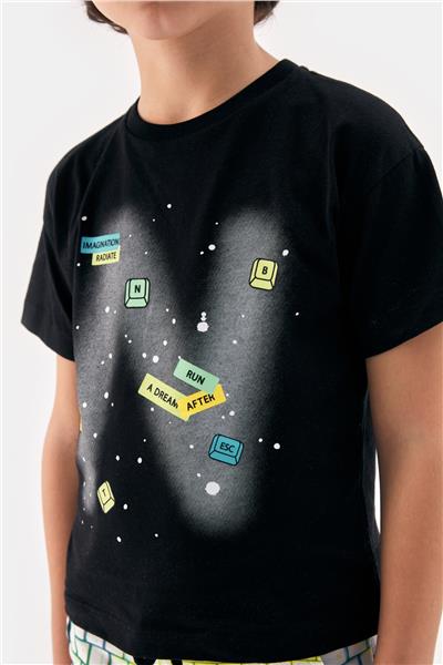 Nebbati Erkek Çocuk Siyah Tshirt