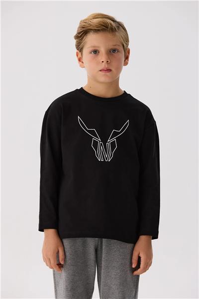 Nebbati Erkek Çocuk Siyah Tshirt