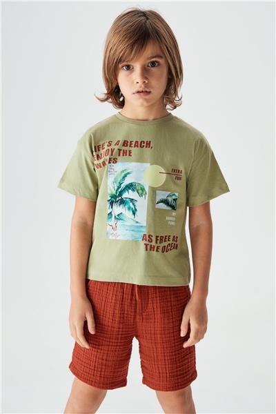 Nebbati Erkek Çocuk Yeşil T-Shirt