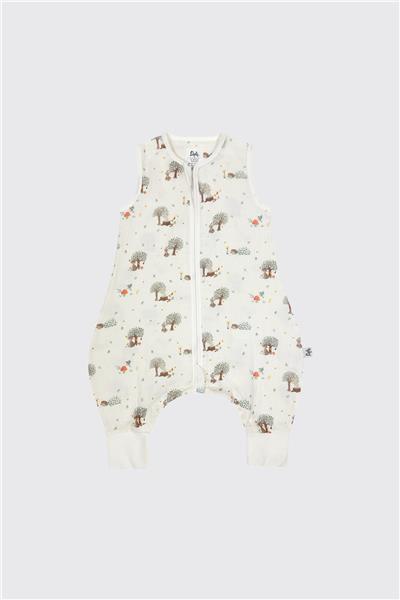 Owli Unisex Ekru Müslin Ayaklı Uyku Tulumu