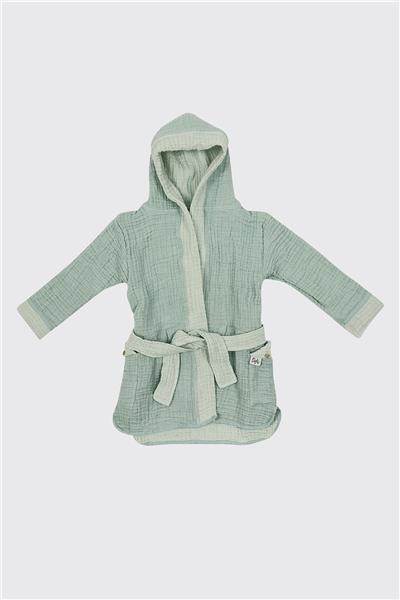 Owli Unisex Mavi Müslin Bornoz