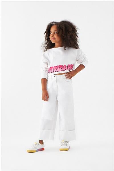 Patrizia Pepe Kız Çocuk Beyaz Sweatshirt