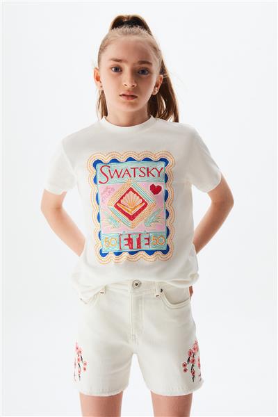 Swatsky Kız Çocuk Beyaz Tshirt