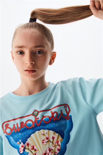 Swatsky Kız Çocuk Mavi Tshirt