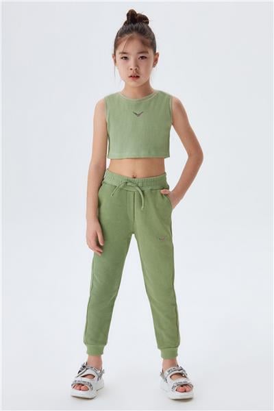 Swatsky Kız Çocuk Yeşil Crop Top