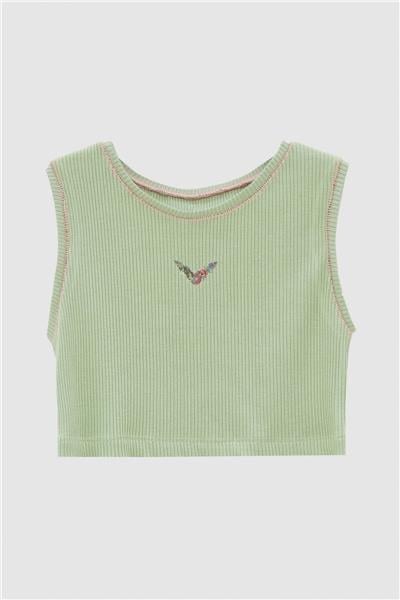 Swatsky Kız Çocuk Yeşil Crop Top