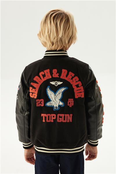 TOPGUN Erkek Çocuk Siyah Mont