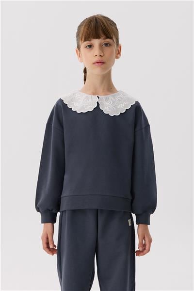 Tyess Basic Kız Çocuk Antrasit Sweatshirt