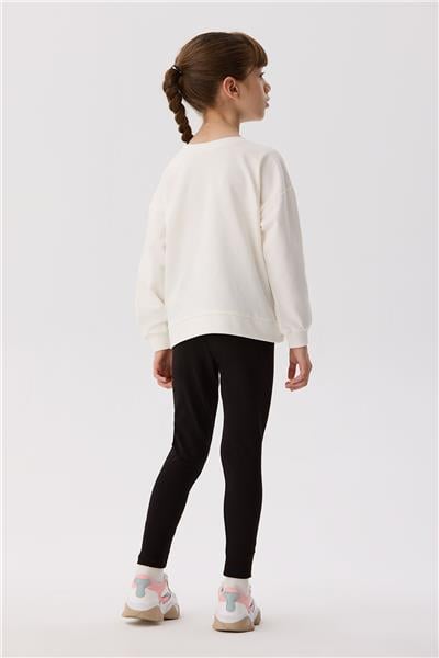 Tyess Basic Kız Çocuk Ekru Sweatshirt