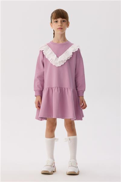 Tyess Basic Kız Çocuk Pembe Elbise