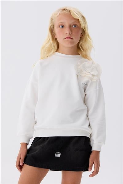 Tyess Kız Çocuk Beyaz Sweatshirt