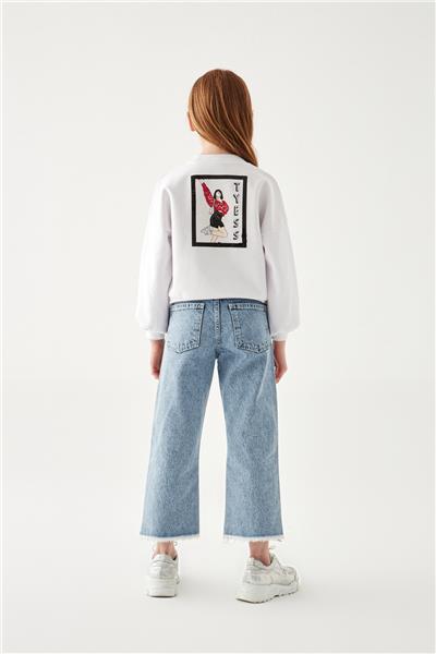 Tyess Kız Çocuk Beyaz Sweatshirt