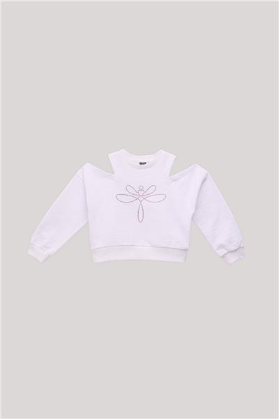 Tyess Kız Çocuk Beyaz Sweatshirt