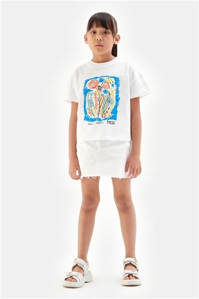 Tyess Kız Çocuk Beyaz Tshirt