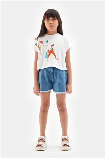 Tyess Kız Çocuk Beyaz Tshirt
