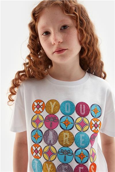 Tyess Kız Çocuk Beyaz Tshirt