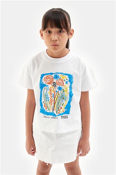 Tyess Kız Çocuk Beyaz Tshirt