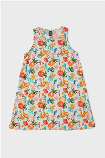 Tyess Kız Çocuk Desenli Pijama Elbise