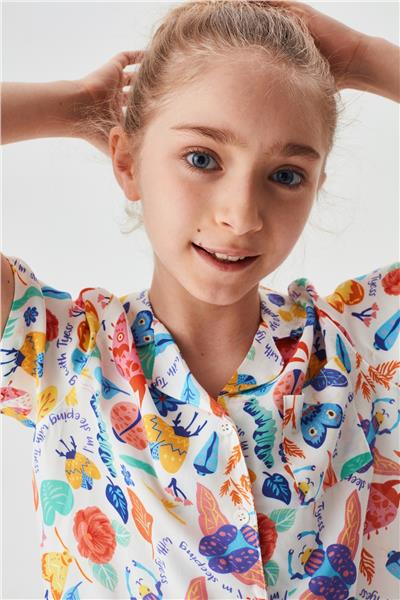 Tyess Kız Çocuk Desenli Pijama Takım