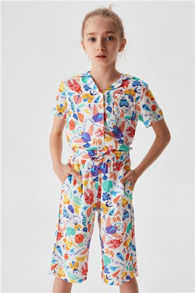 Tyess Kız Çocuk Desenli Pijama Takım