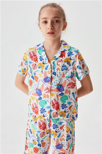 Tyess Kız Çocuk Desenli Pijama Takım