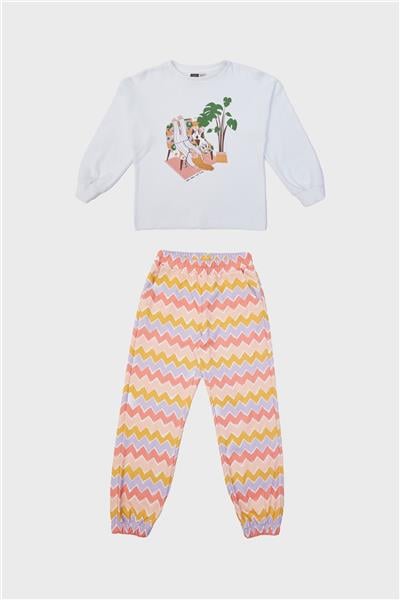 Tyess Kız Çocuk Desenli Pijama Takımı