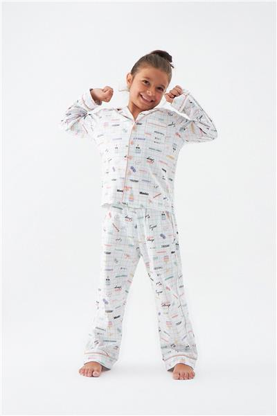 Tyess Kız Çocuk Desenli Pijama Takımı